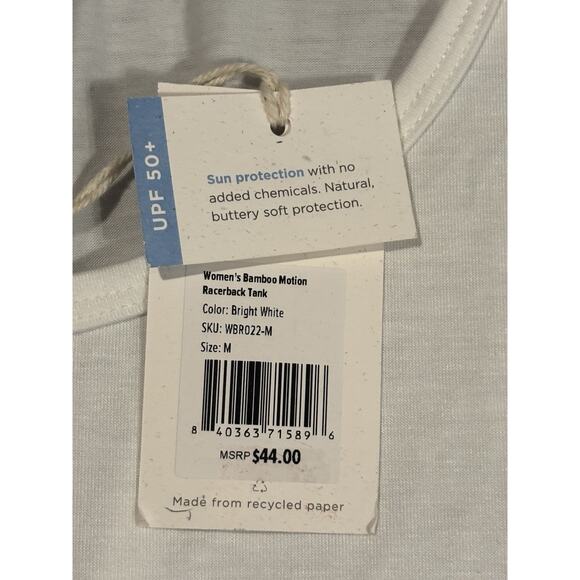 Freely Women's M Bamboo Motion Racerback Tank UPF50+ Bright White New With Tags - Picture 7 of 7